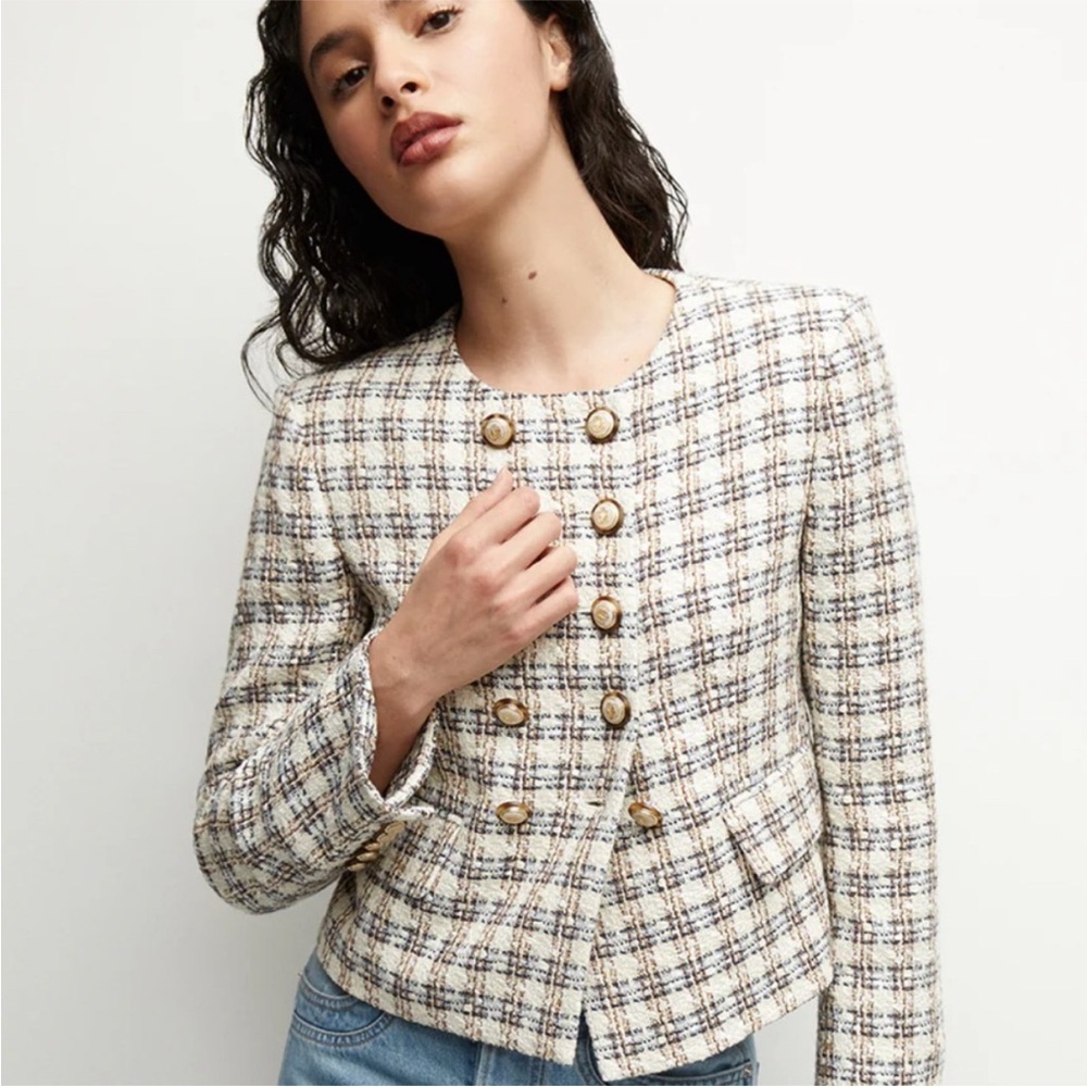 NWT Veronica Beard Bentley Check Tweed‎ Crop Jacket SZ 2